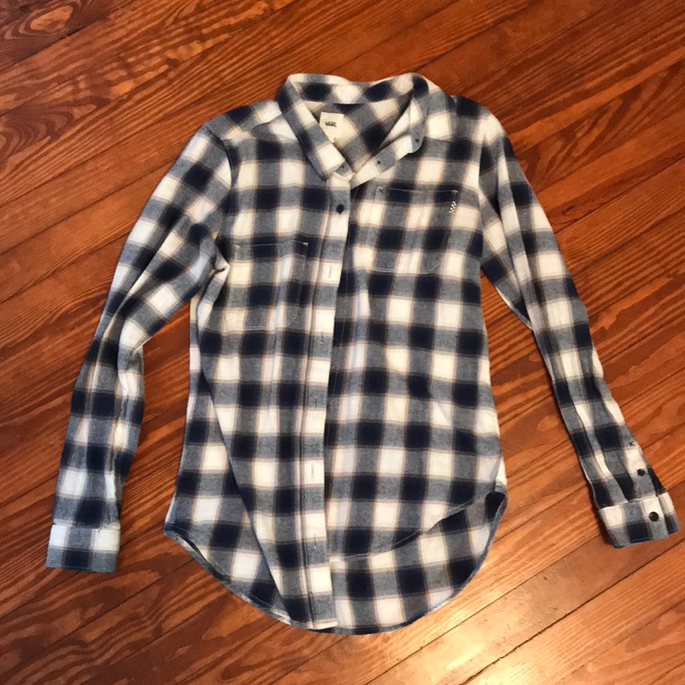 Blue and white vans flannel